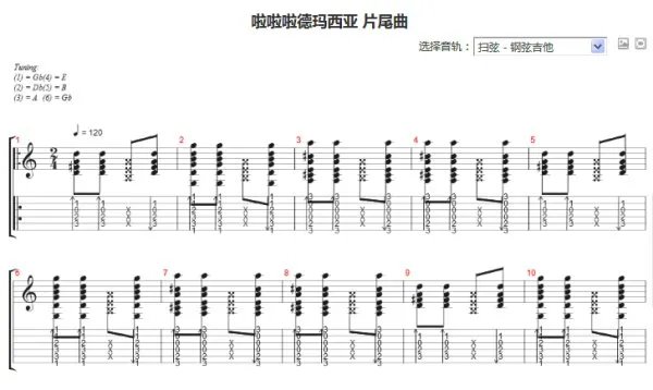 啦啦啦啦德玛西亚片尾曲吉他谱