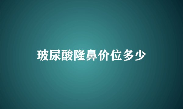 玻尿酸隆鼻价位多少