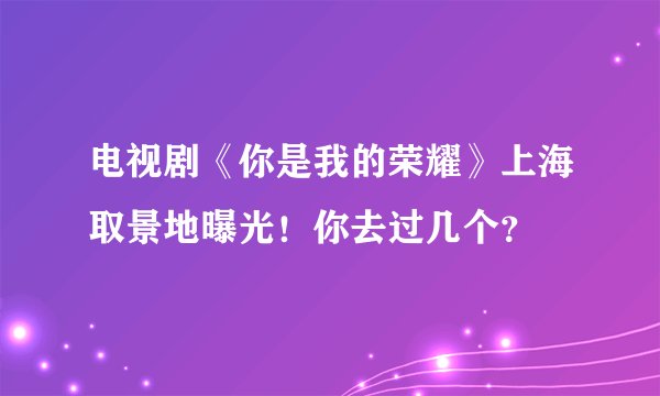 电视剧《你是我的荣耀》上海取景地曝光！你去过几个？
