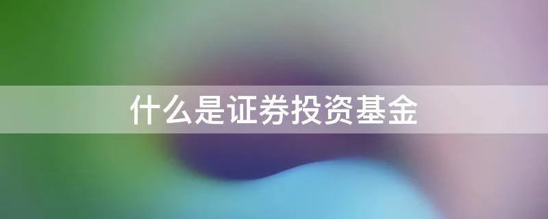 什么是证券投资基金