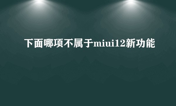 下面哪项不属于miui12新功能
