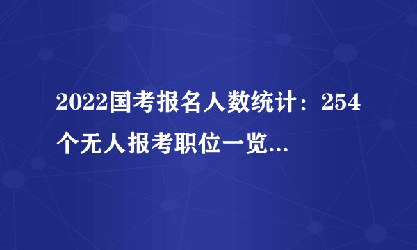 2022国考报名人数统计：254个无人报考职位一览表（截至22日10时）