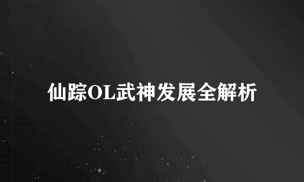 仙踪OL武神发展全解析