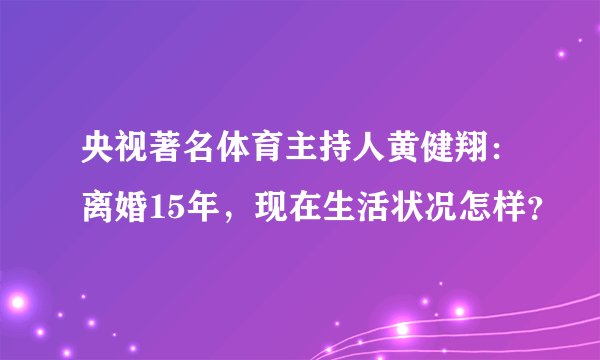 央视著名体育主持人黄健翔：离婚15年，现在生活状况怎样？