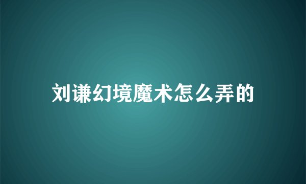 刘谦幻境魔术怎么弄的
