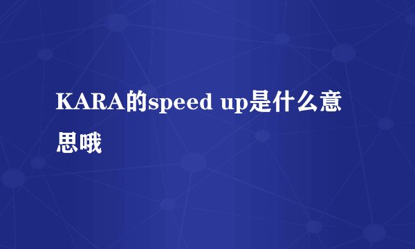 KARA的speed up是什么意思哦