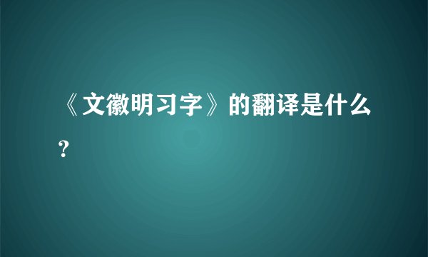 《文徽明习字》的翻译是什么？