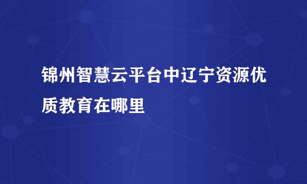 锦州智慧云平台中辽宁资源优质教育在哪里