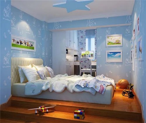 儿童房壁纸装修效果图  15平米儿童房创意设计