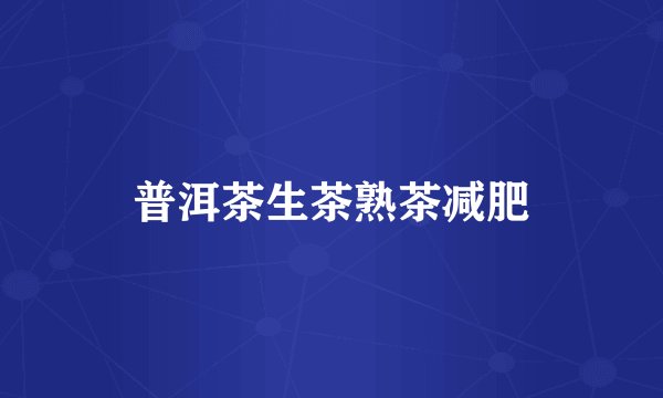 普洱茶生茶熟茶减肥