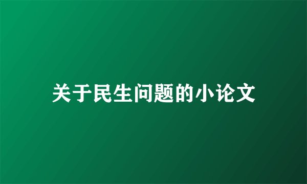 关于民生问题的小论文