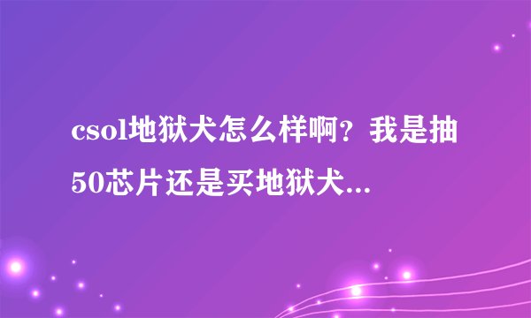 csol地狱犬怎么样啊？我是抽50芯片还是买地狱犬？？不要粘贴的
