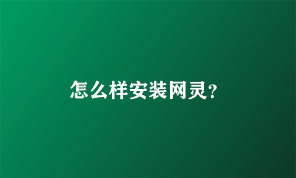 怎么样安装网灵？