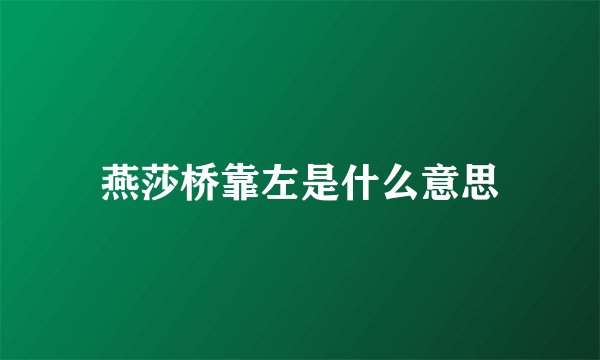 燕莎桥靠左是什么意思