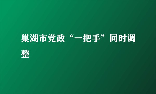 巢湖市党政“一把手”同时调整