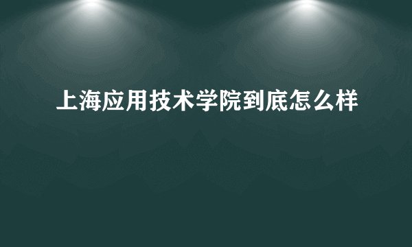 上海应用技术学院到底怎么样