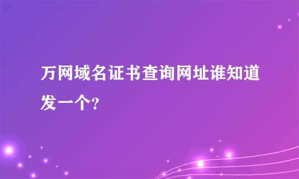 万网域名证书查询网址谁知道发一个？