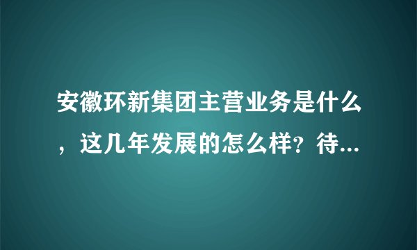 安徽环新集团主营业务是什么，这几年发展的怎么样？待遇如何？