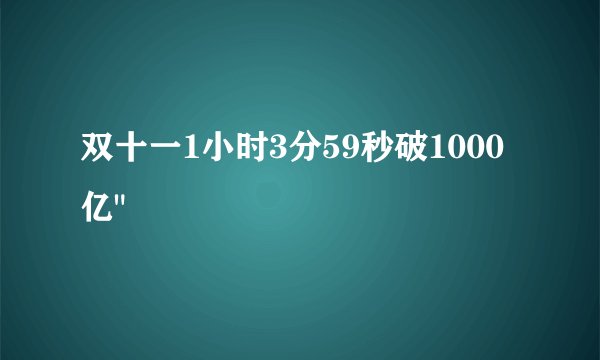 双十一1小时3分59秒破1000亿