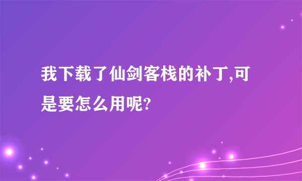我下载了仙剑客栈的补丁,可是要怎么用呢?