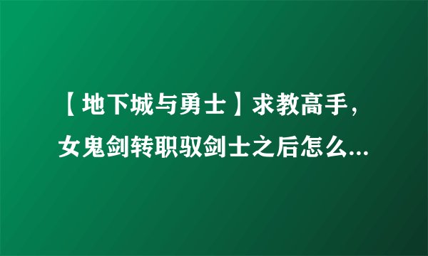 【地下城与勇士】求教高手，女鬼剑转职驭剑士之后怎么加点和加技能？
