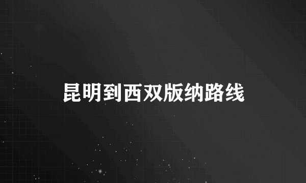 昆明到西双版纳路线