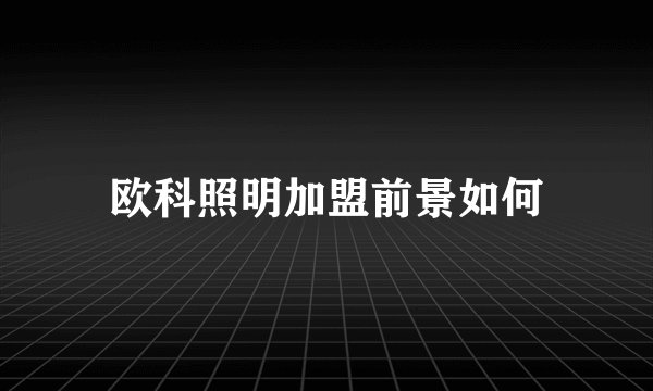 欧科照明加盟前景如何