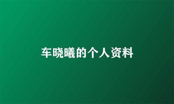 车晓曦的个人资料