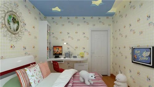 儿童房壁纸装修效果图  15平米儿童房创意设计