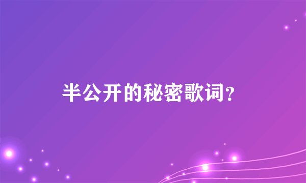 半公开的秘密歌词？