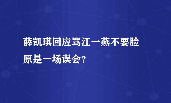 薛凯琪回应骂江一燕不要脸 原是一场误会？