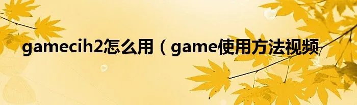 gamecih2怎么用（game使用方法视频