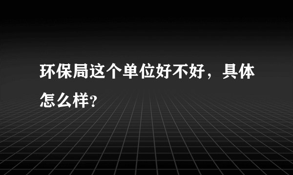 环保局这个单位好不好，具体怎么样？