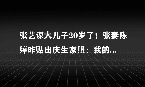 张艺谋大儿子20岁了！张妻陈婷昨贴出庆生家照：我的阳光大男孩