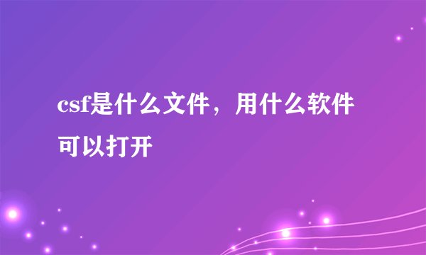 csf是什么文件，用什么软件可以打开