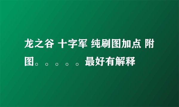 龙之谷 十字军 纯刷图加点 附图。。。。。最好有解释