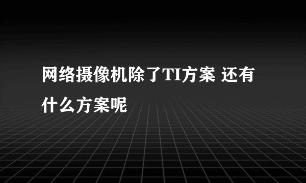 网络摄像机除了TI方案 还有什么方案呢