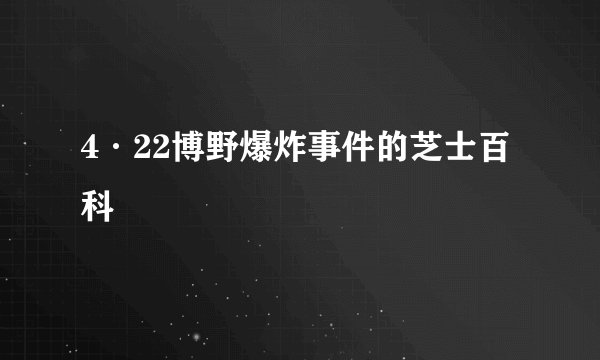 4·22博野爆炸事件的芝士百科