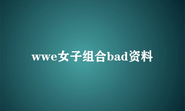 wwe女子组合bad资料