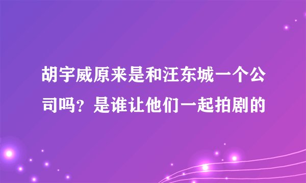 胡宇威原来是和汪东城一个公司吗？是谁让他们一起拍剧的