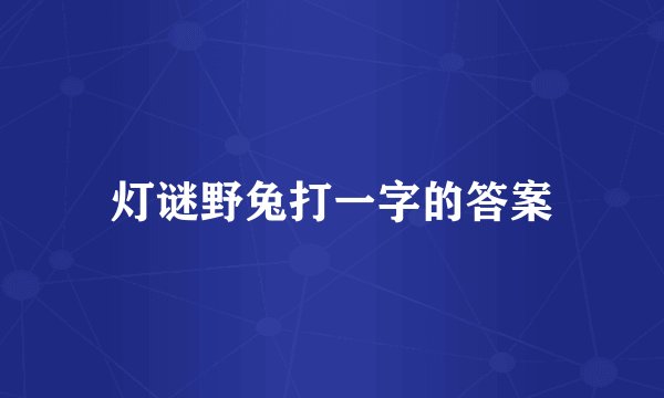 灯谜野兔打一字的答案
